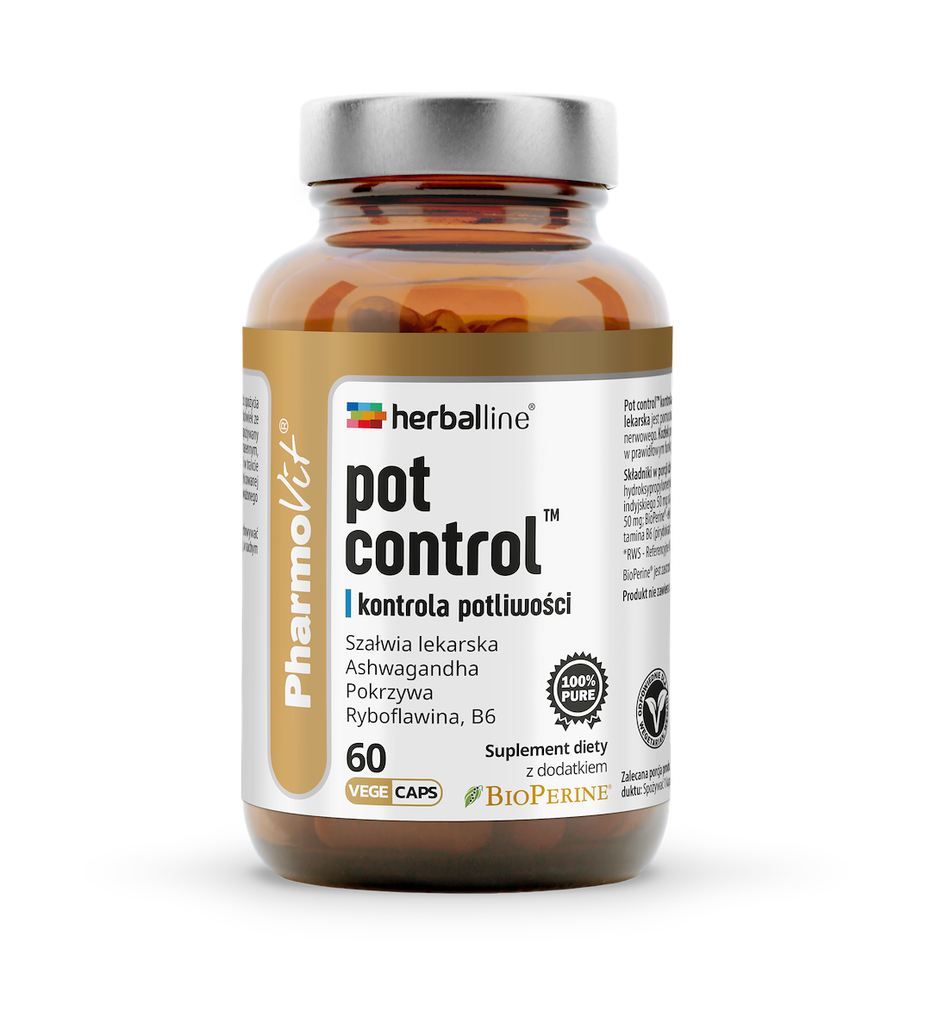 PharmoVit Herballine, Pot control™, kapsułki wege, 60 szt.