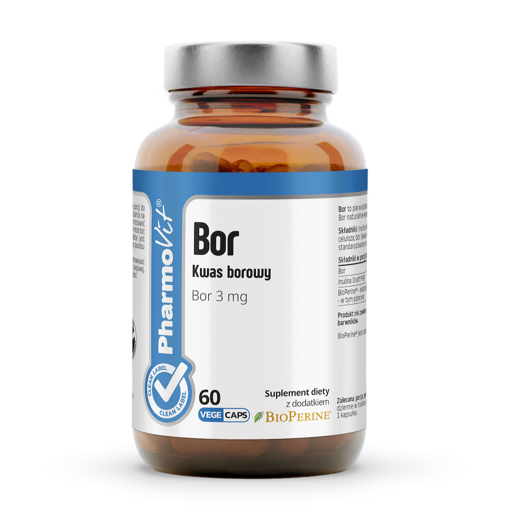 PharmoVit Clean Label, Bor (kwas borowy) 3 mg, kapsułki wege, 60 szt.