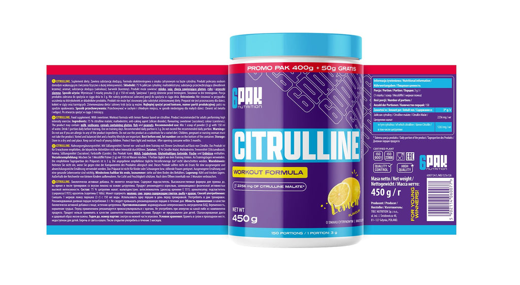 6PAK Nutrition, Cytrulina (Citrulline), proszek, 450 g