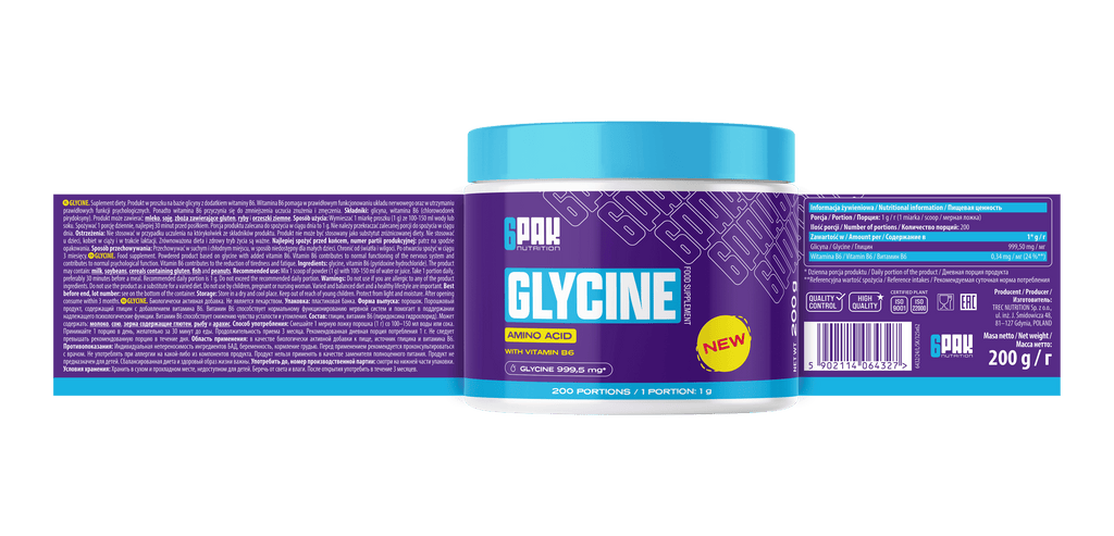 6PAK Nutrition, Glicyna (Glycine), proszek, 200 g