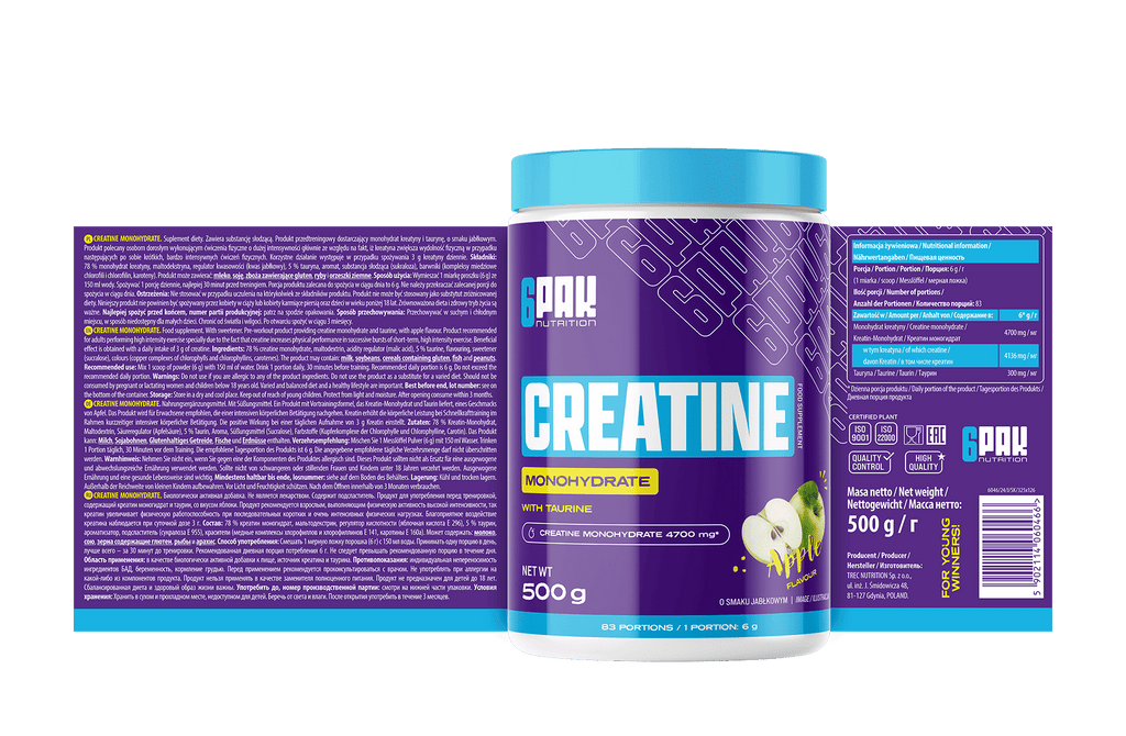 6PAK Nutrition, Kreatyna monohydrat (Creatine monohydrate), proszek, 500 g