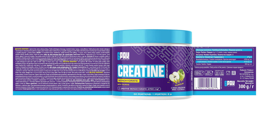 6PAK Nutrition, Kreatyna monohydrat (Creatine monohydrate), proszek, 300 g