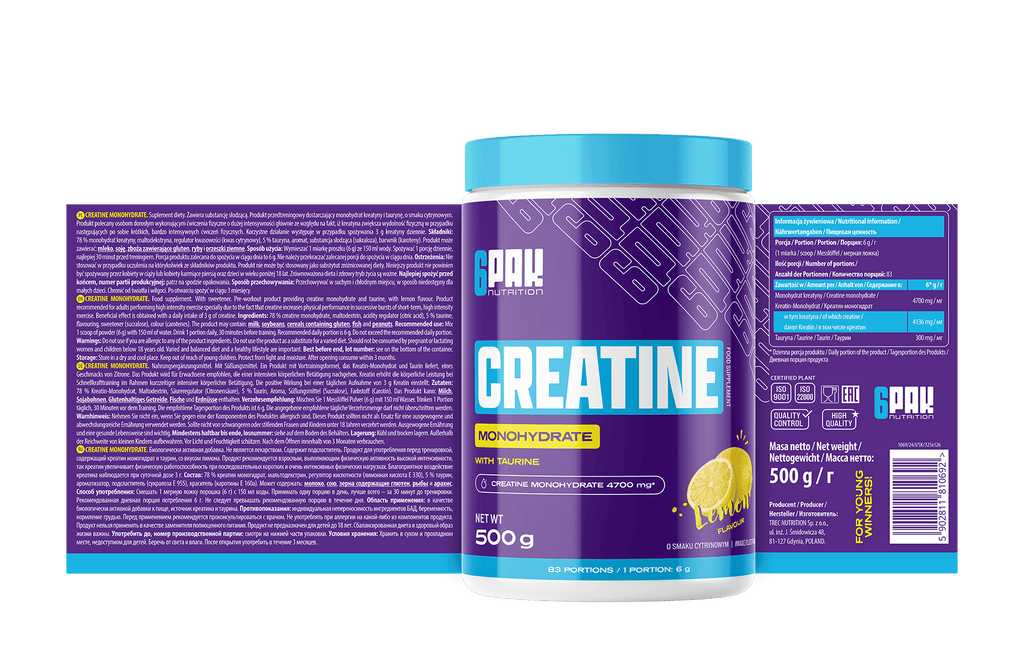 6PAK Nutrition, Kreatyna monohydrat (Creatine monohydrate), proszek, 500 g