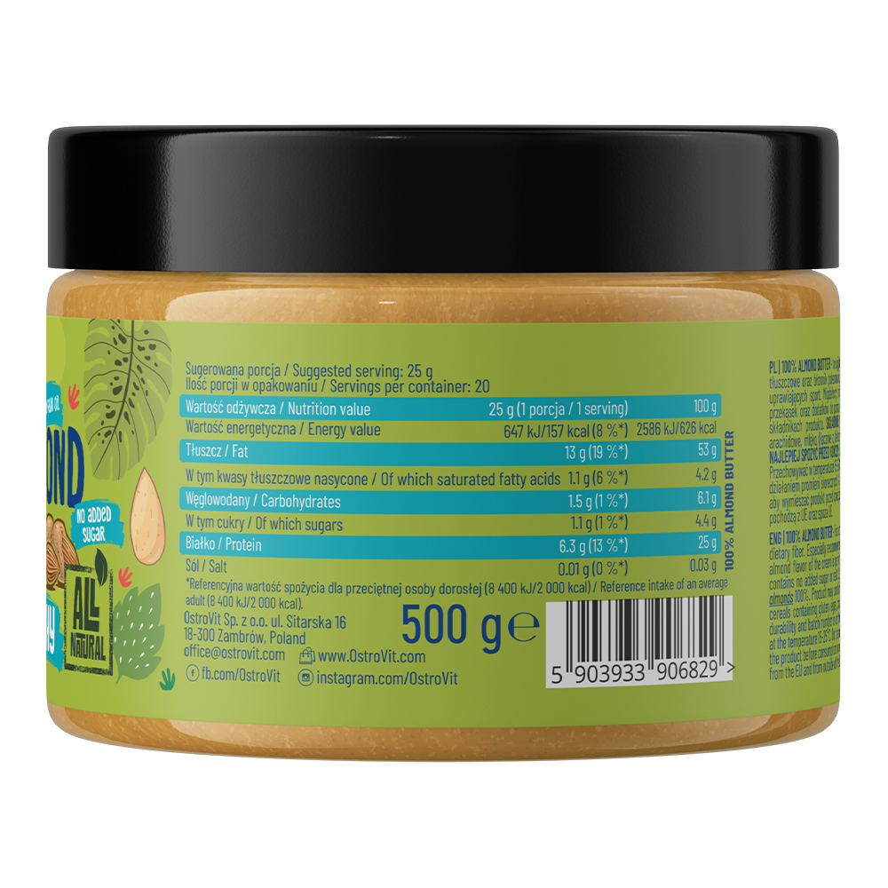 OstroVit, 100% Almond Butter Smooth, 500 g