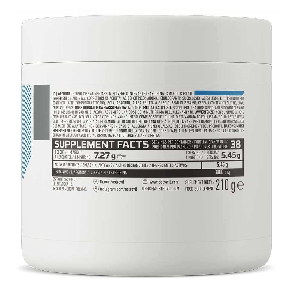 OstroVit, Arginina cytryna (Arginine Lemon), proszek, 210 g