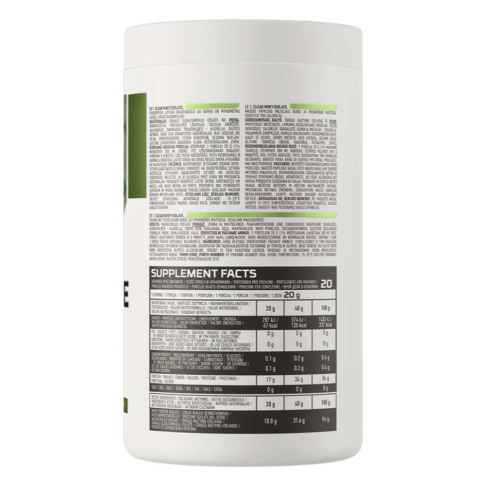 OstroVit, Clear Whey Isolate, cucumber &amp; mint, proszek, 400 g