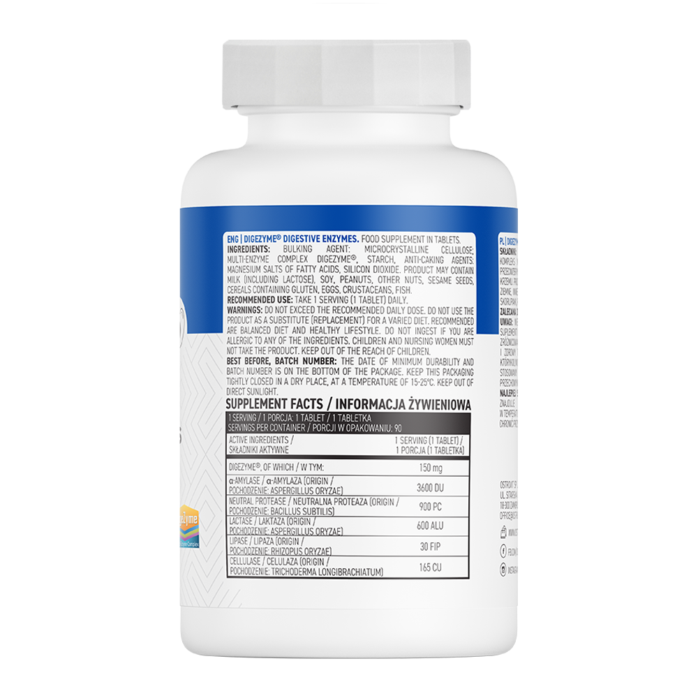 OstroVit, Digezyme® Kompleks multienzymatyczny, tabletki, 90 szt.