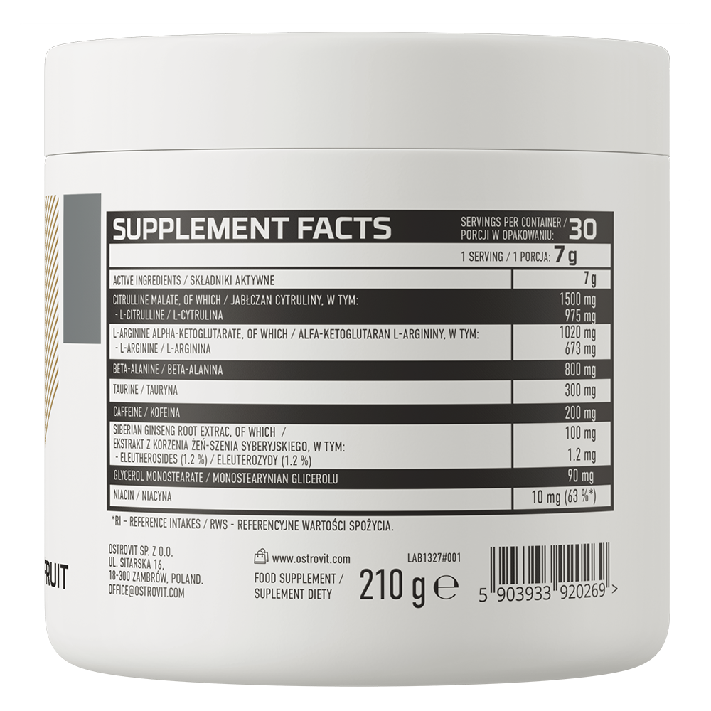 OstroVit, Endurance Pre-Workout grejpfrut, proszek, 210 g