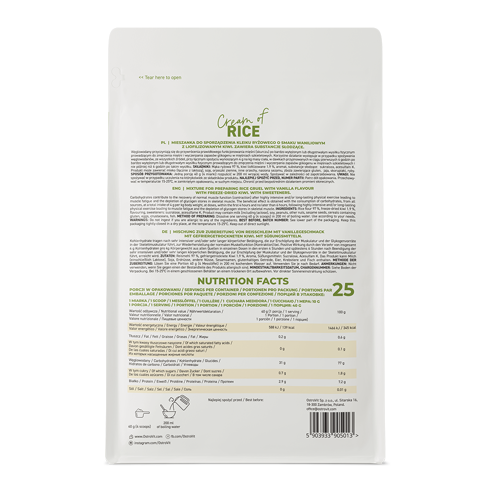 OstroVit, Kleik ryżowy (Cream of rice), 1000 g