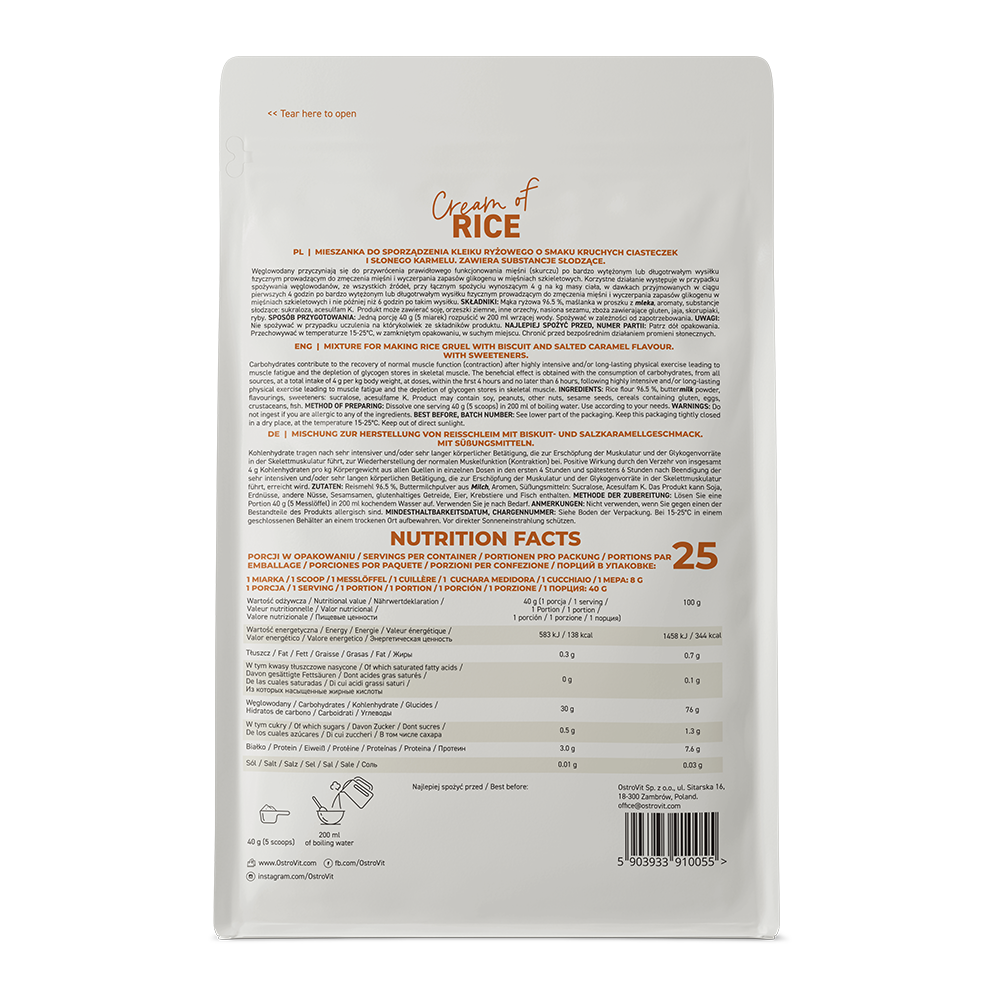 OstroVit, Kleik ryżowy (Cream of rice), 1000 g