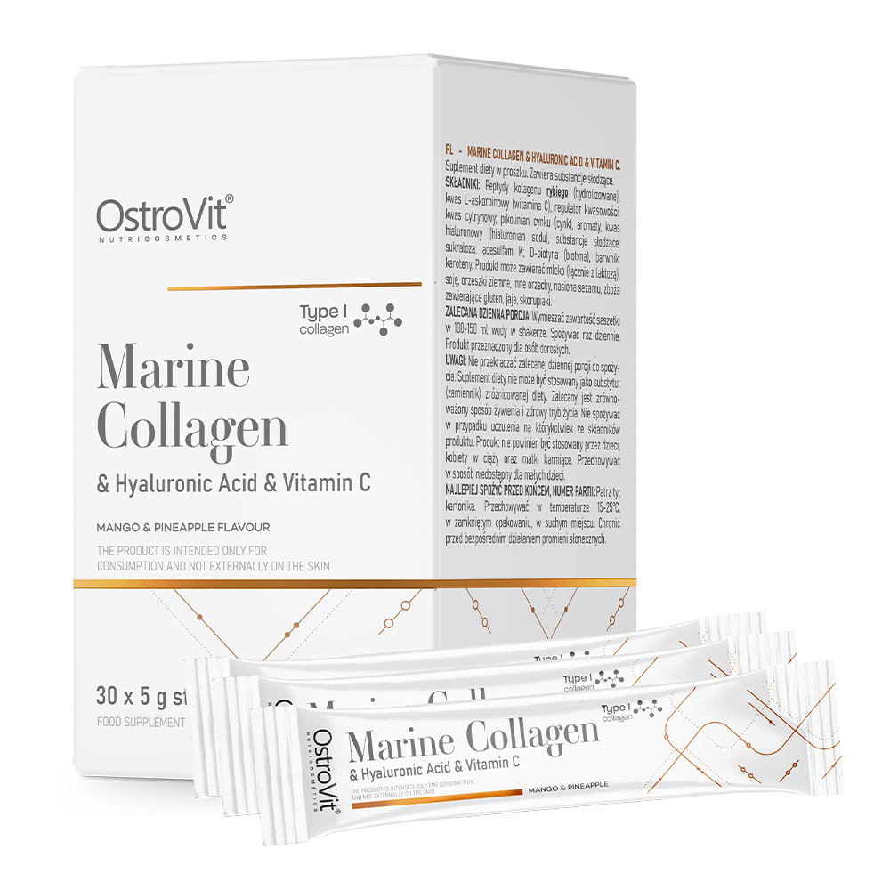 OstroVit, Marine Collagen, Hyaluronic Acid, Vitamin C, saszetki, 5 g x 30 szt.