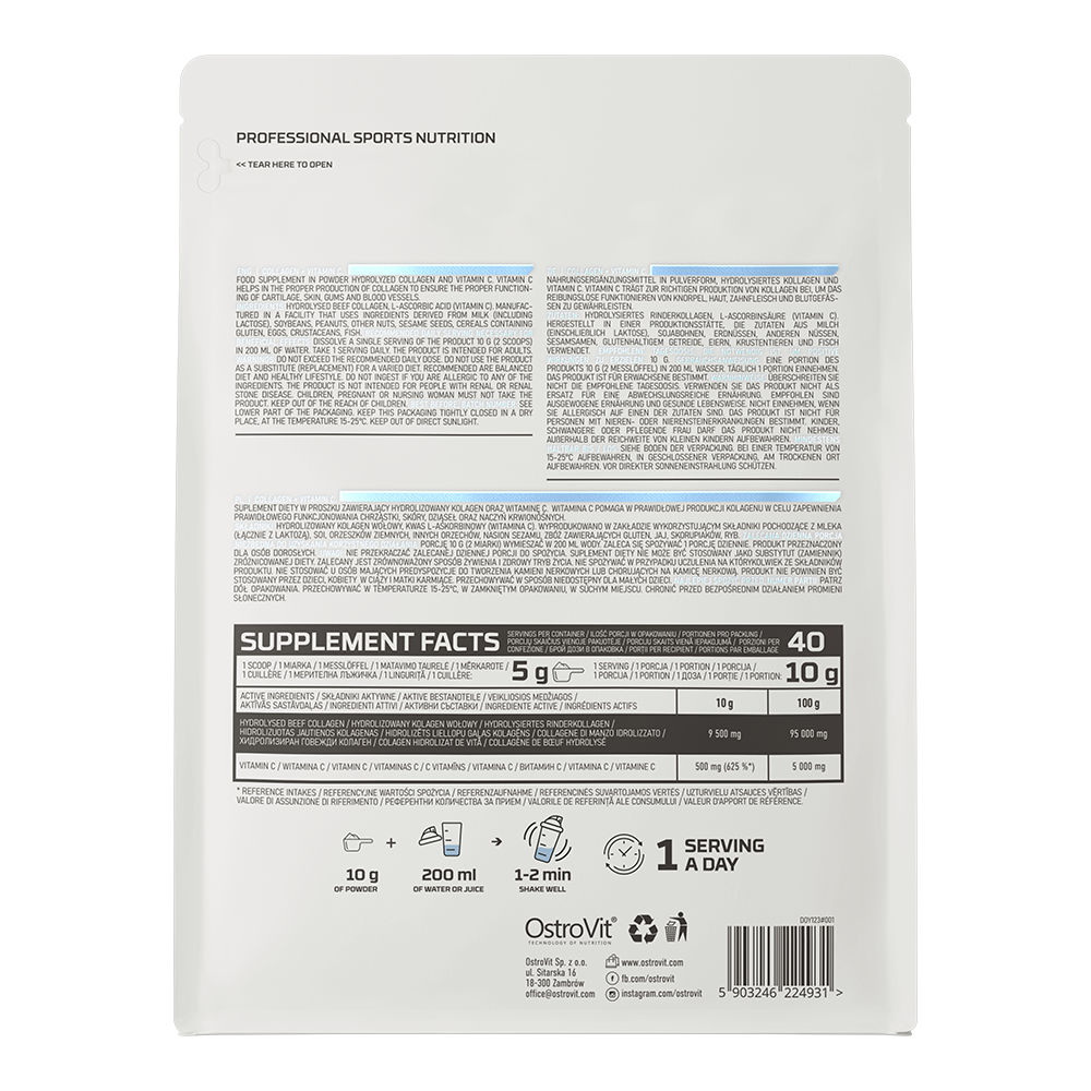 OstroVit, Collagen + Vitamin C, proszek, 400 g