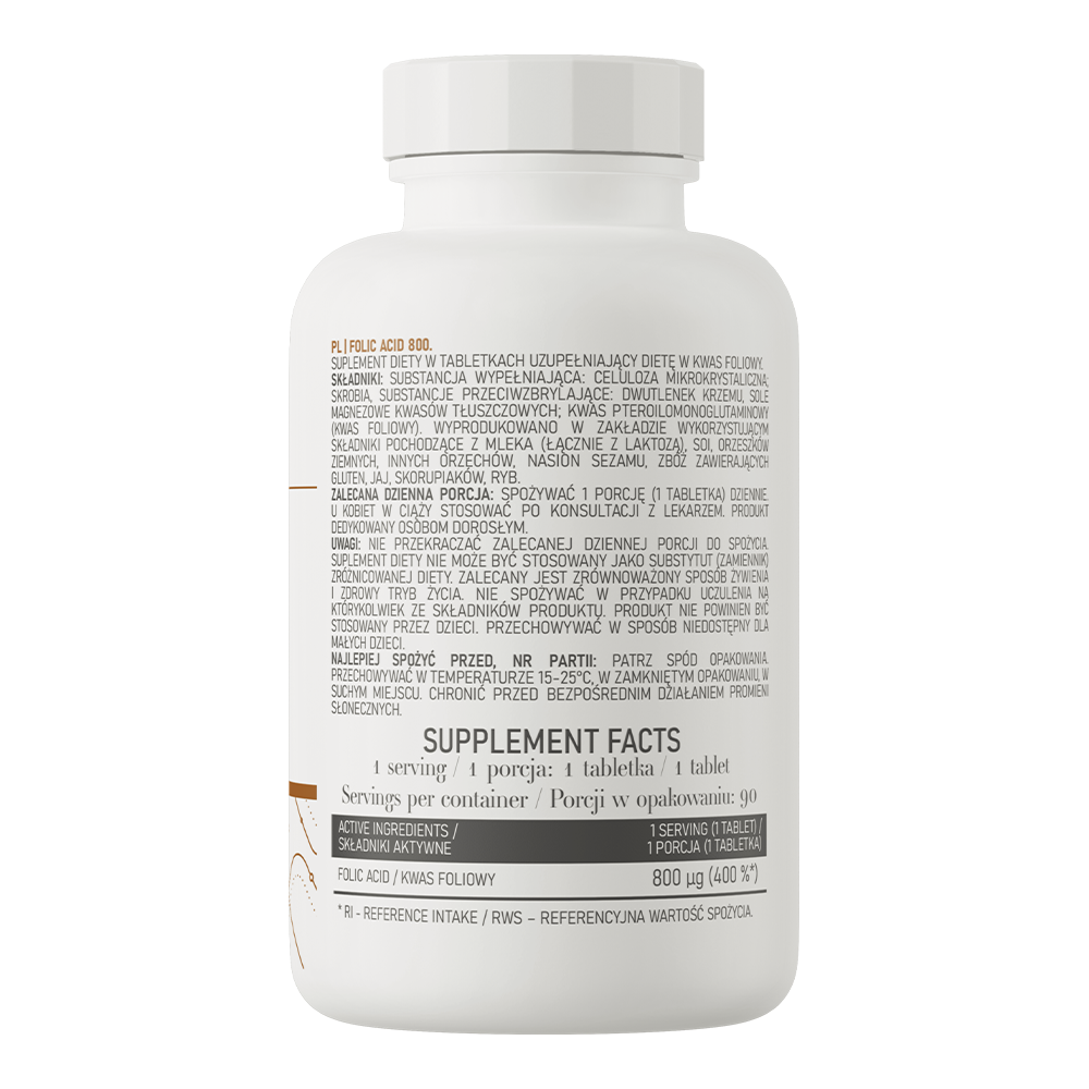OstroVit, Folic Acid (kwas foliowy), tabletki, 90 szt.