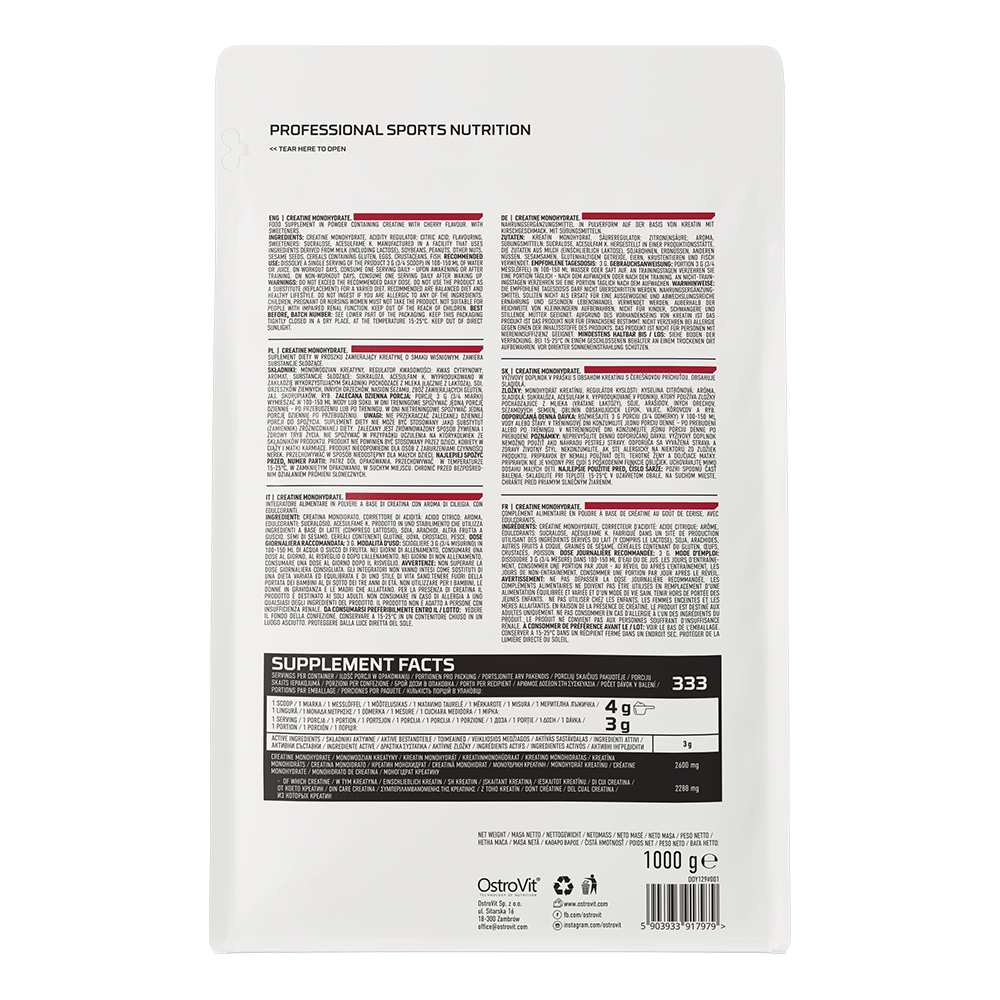 OstroVit, Creatine Monohydrate, proszek, 1000 g