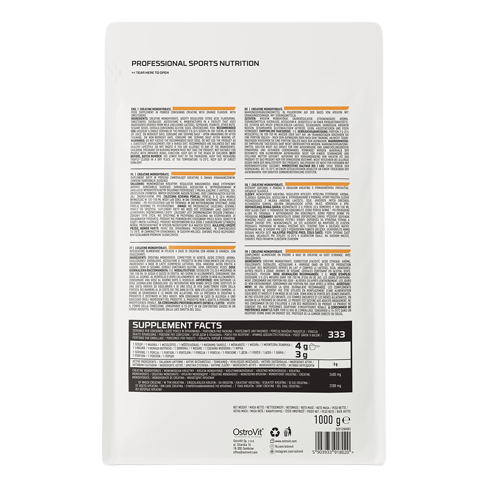 OstroVit, Creatine Monohydrate, proszek, 1000 g