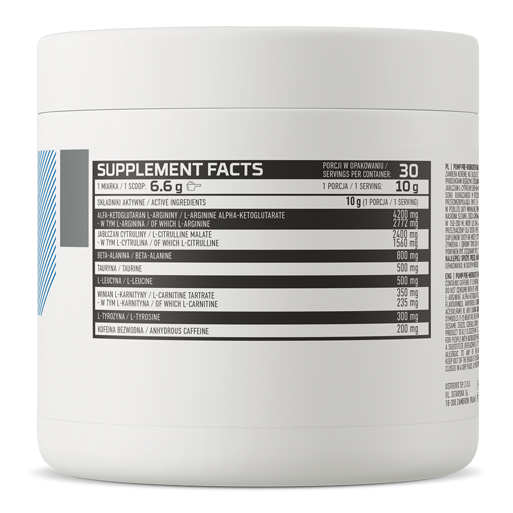OstroVit, PUMP Pre-Workout Formula Lemon, proszek, 300 g