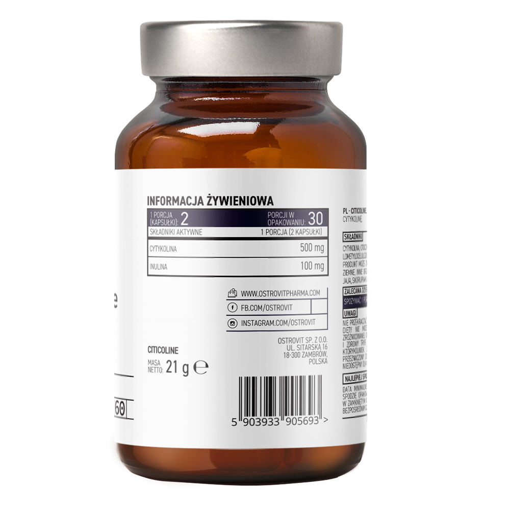 OstroVit Pharma, Cytykolina (Citicoline) 500 mg, kapsułki wege, 60 szt.