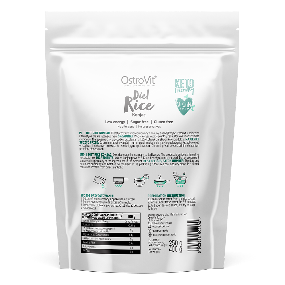 OstroVit Diet, Ryż (Rice) Konjac, 250 g / 400 g