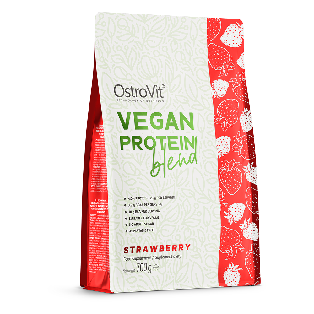 OstroVit, Vegan Protein Blend Strawberry, proszek, 700 g