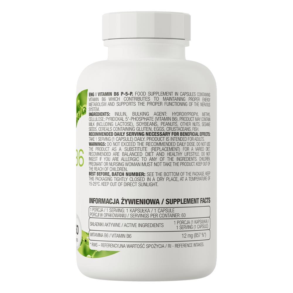 OstroVit, Witamina B6 P-5-P (Pirydoksyna) 12 mg, kapsułki wege, 60 szt.