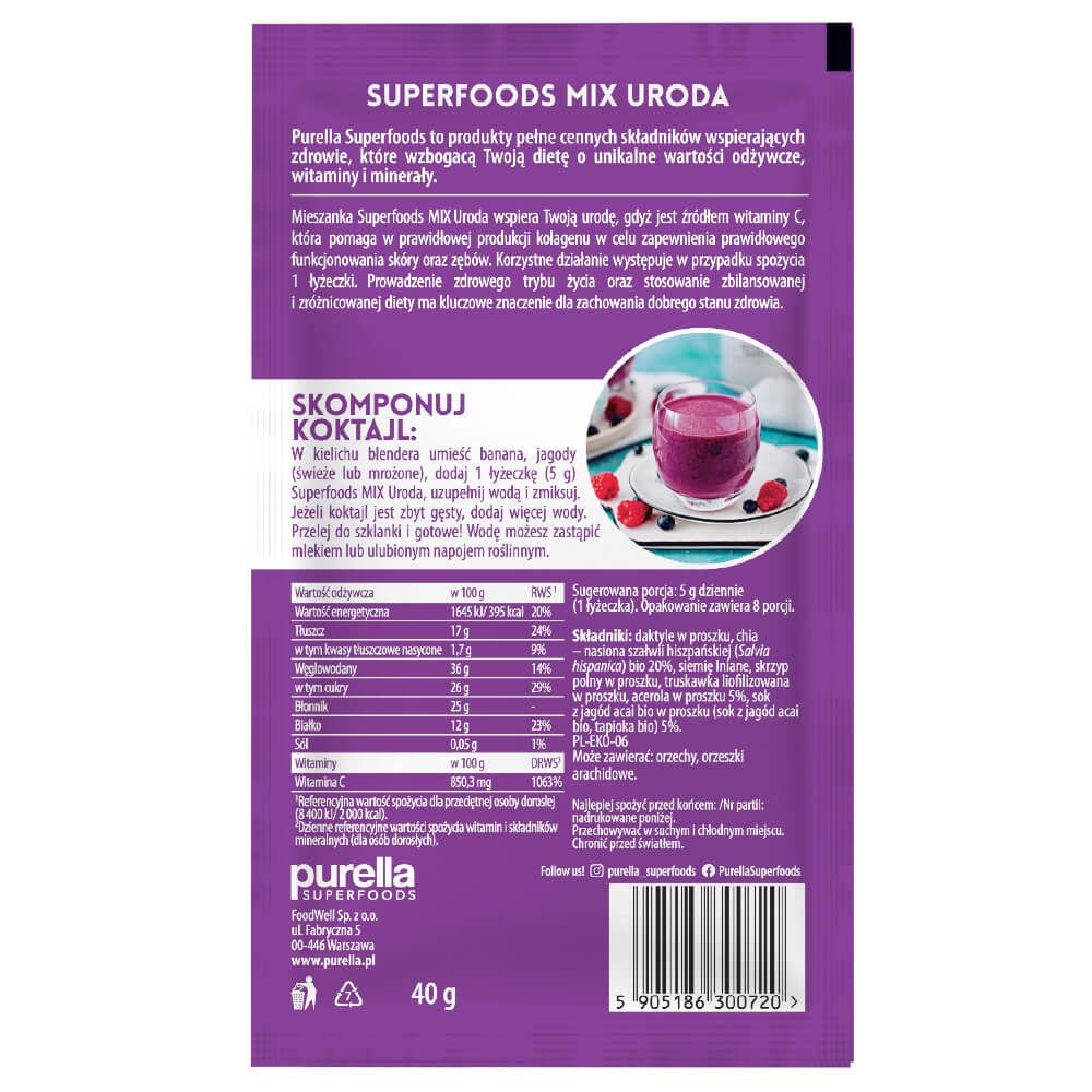 Purella Superfoods, Superfoods mix Uroda, proszek, 40 g