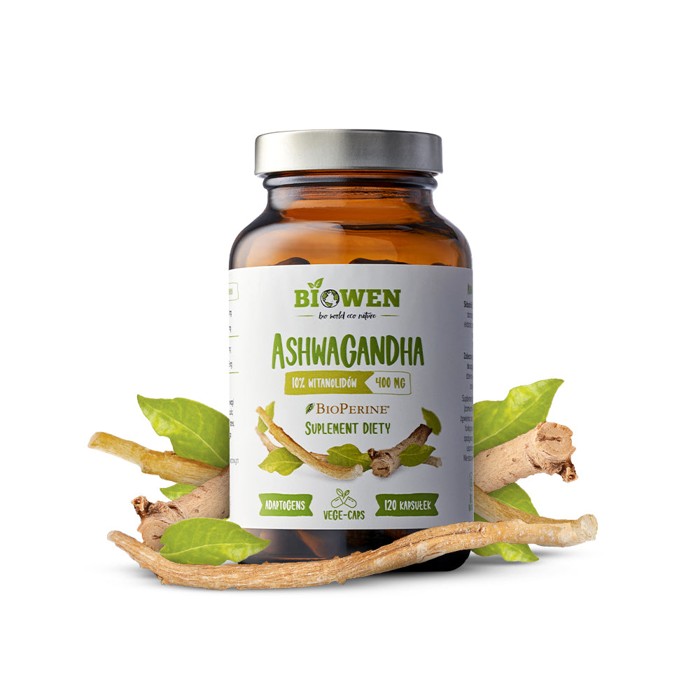 Ashwagandha 400 mg 10% witanolidów, kapsułki wege, 120 szt.