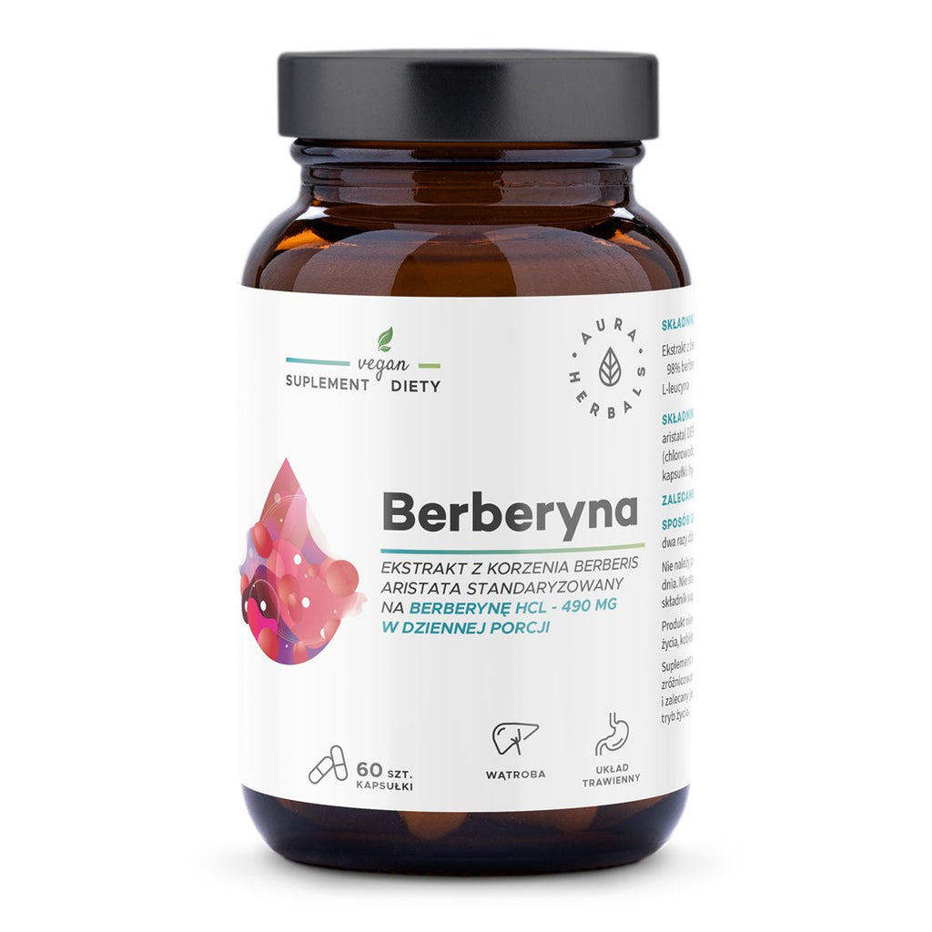 Aura Herbals, Berberyna 490 mg (Berberis aristata), kapsułki wege, 60 szt.