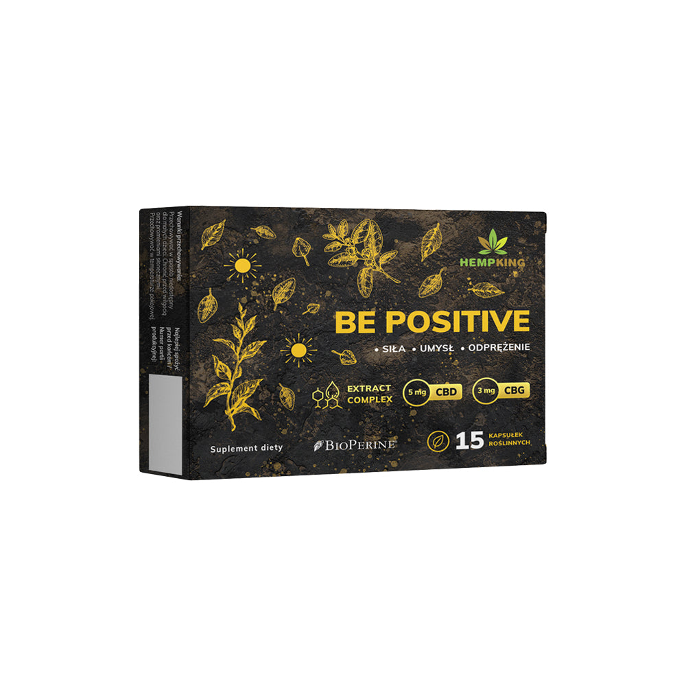Hemp King, Be Positive (5 mg CBD, 3 mg CBG) Extract Complex, kapsułki wege, 15 szt.