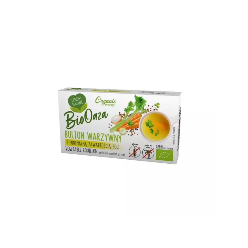 BioOaza, Bulion warzywny z minimalną zawartością soli, BIO, 60 g, 6 szt.