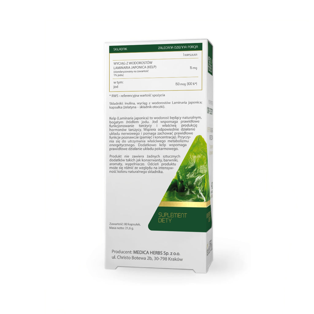 Medica Herbs, Kelp, jod naturalny 15 mg / 150 μg, kapsułki, 80 szt.