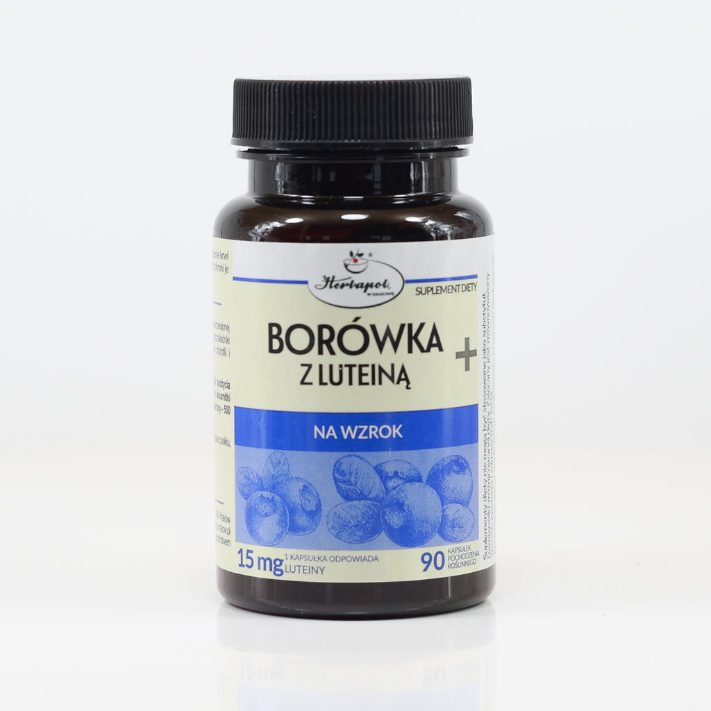 Herbapol Kraków, Borówka z Luteiną+, na wzrok, 15 mg luteiny, kapsułki wege, 90 szt.