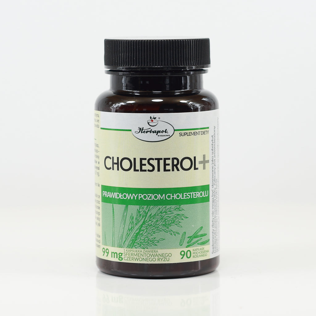 Herbapol Kraków, Cholesterol+, prawidłowy poziom cholesterolu, 2,97 mg Monakoliny K, kapsułki wege, 90 szt.