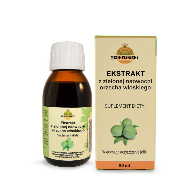 Medi-Flowery, Ekstrakt z zielonej naowocni orzecha włoskiego, płyn, 90 ml