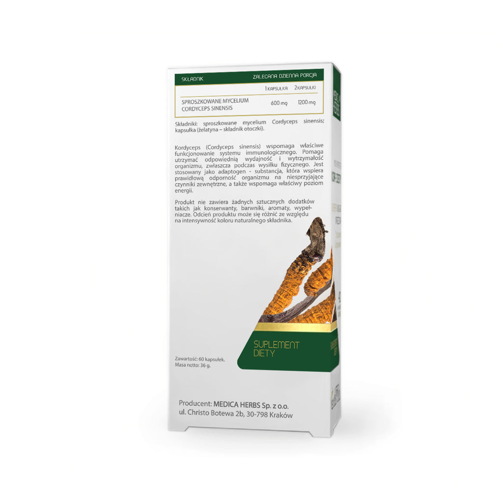 Medica Herbs, Maczużnik chiński (Kordceps, Cordyceps), kapsułki, 60 szt.