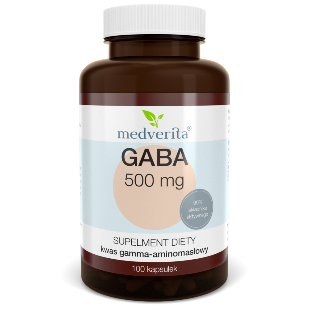 Medverita, GABA (kwas gamma aminomasłowy) 500 mg, kapsułki, 100 szt.