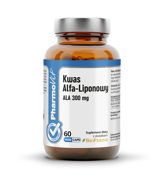 PharmoVit Clean Label, Kwas Alfa-liponowy ALA 300 mg, kapsułki wege, 60 szt.