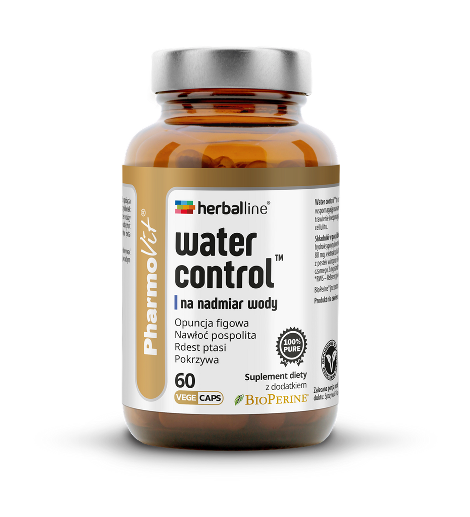 PharmoVit Herballine, Water Control™ na nadmiar wody, kapsułki wege, 60 szt.
