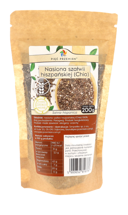 Pięć przemian, Chia (Szałwia hiszpańska), nasiona, 200 g