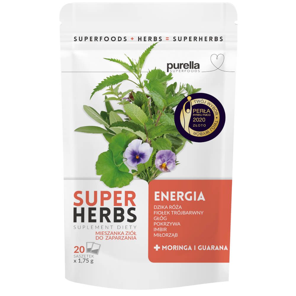 Purella Superfoods, SuperHerbs Energia, saszetki, 20 szt.