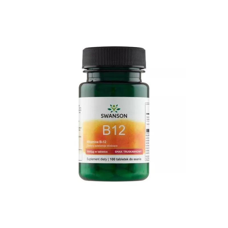Swanson, Witamina B12 1000 µg + kwas foliowy 400 mg, tabletki do ssania, 100 szt.