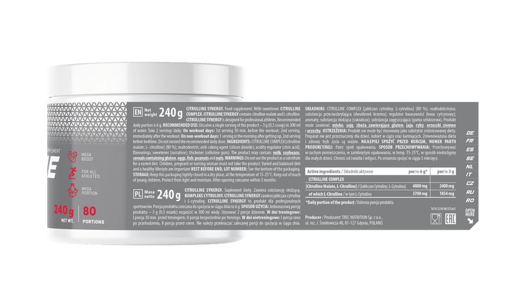 TREC, Cytrulina (Citrulline) Synergy, proszek, 240 g