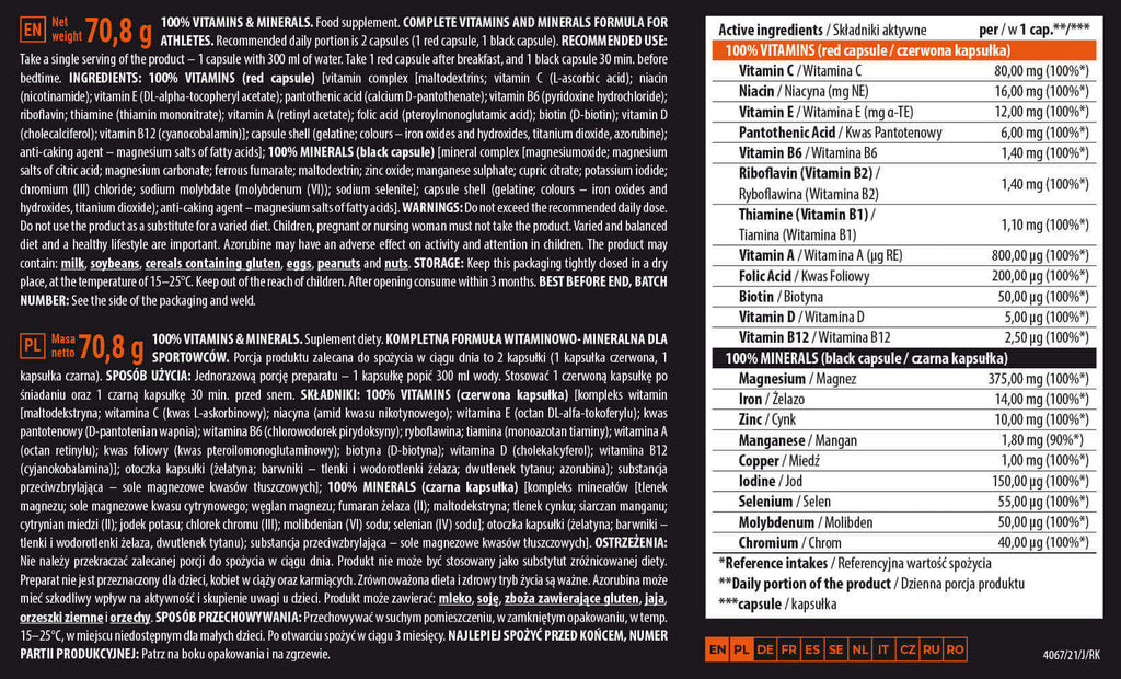 TREC ENDURANCE, 100% Vitamins & Minarals, kapsułki, 60 szt.