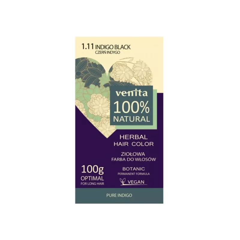 Venita Ziołowa farba 1.11 Czerń Indygo, proszek, 100 g