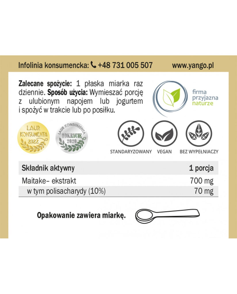 YANGO, Maitake - ekstrakt 10% polisacharydów, proszek, 50 g