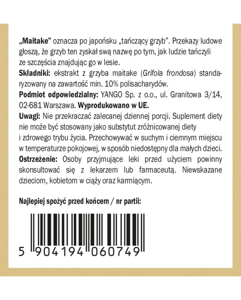 YANGO, Maitake - ekstrakt 10% polisacharydów, proszek, 50 g