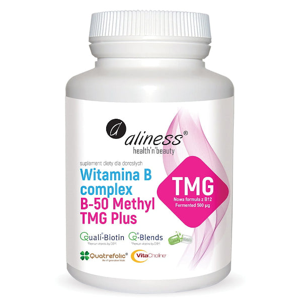 Aliness, Witamina B Complex B-50 Methyl TMG PLUS, kapsułki vege, 100 szt.