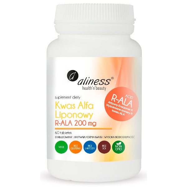 Aliness, Kwas Alfa Liponowy R-ALA 200 mg, tabletki vege, 60 szt.
