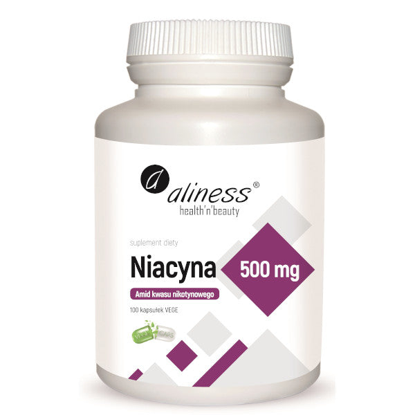 Aliness, Niacyna, Amid kwasu nikotynowego 500 mg, kapsułki vege, 100 szt.