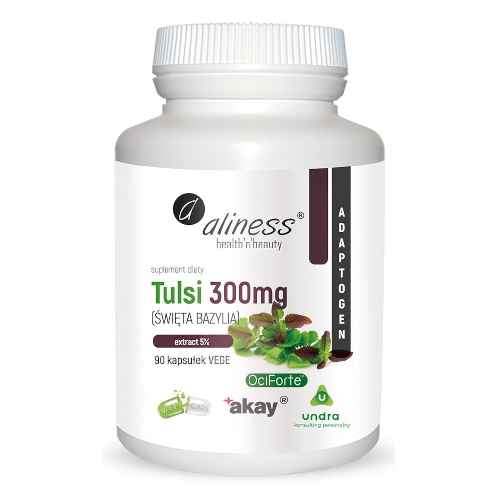 Tulsi (Święta bazylia) ekstrakt 5% 300 mg, kapsułki vege, 90 szt.