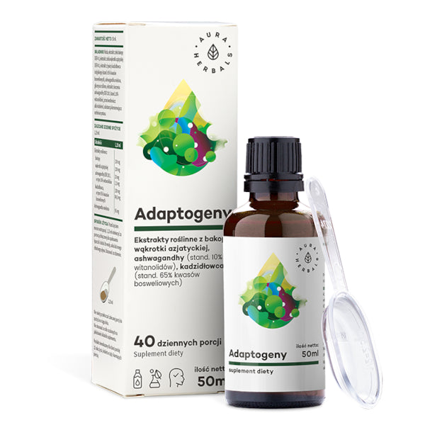 Aura Herbals, Adaptogeny - 100% naturalne ekstrakty roślinne, płyn, 50 ml